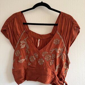 Free People medium Burnt Rust color w/amazing embroidery.